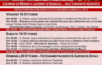 Manifesto San Gaspare Parrocchia Santa Maria di Gesu Inferiore Messina